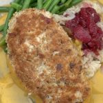 Pumpkin Seed-Panko crusted Chicken Breast with Butternut Squash sauce