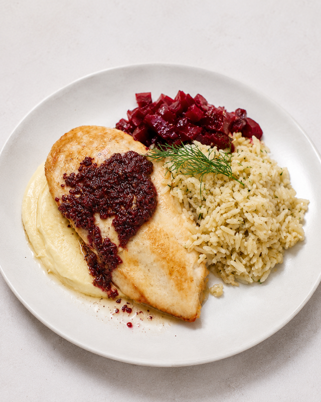 Chicken Breast, Hummus-Sumac sauce