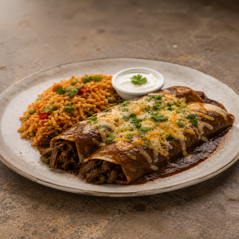 Braised Beef Enchiladas with Pumpkin Mole