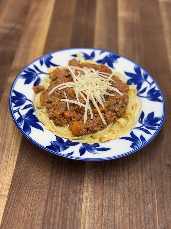 Lamb Bolognese over Fettucine